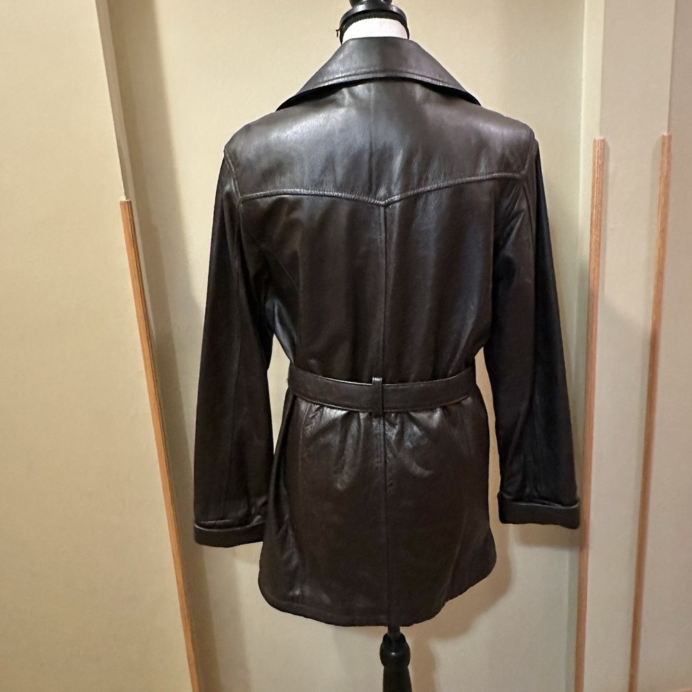 Wilsons‎ Leather Jacket Women's Medium Dark Brown Mid Belted Boho Chic 90's Y2K - Picture 2 of 16